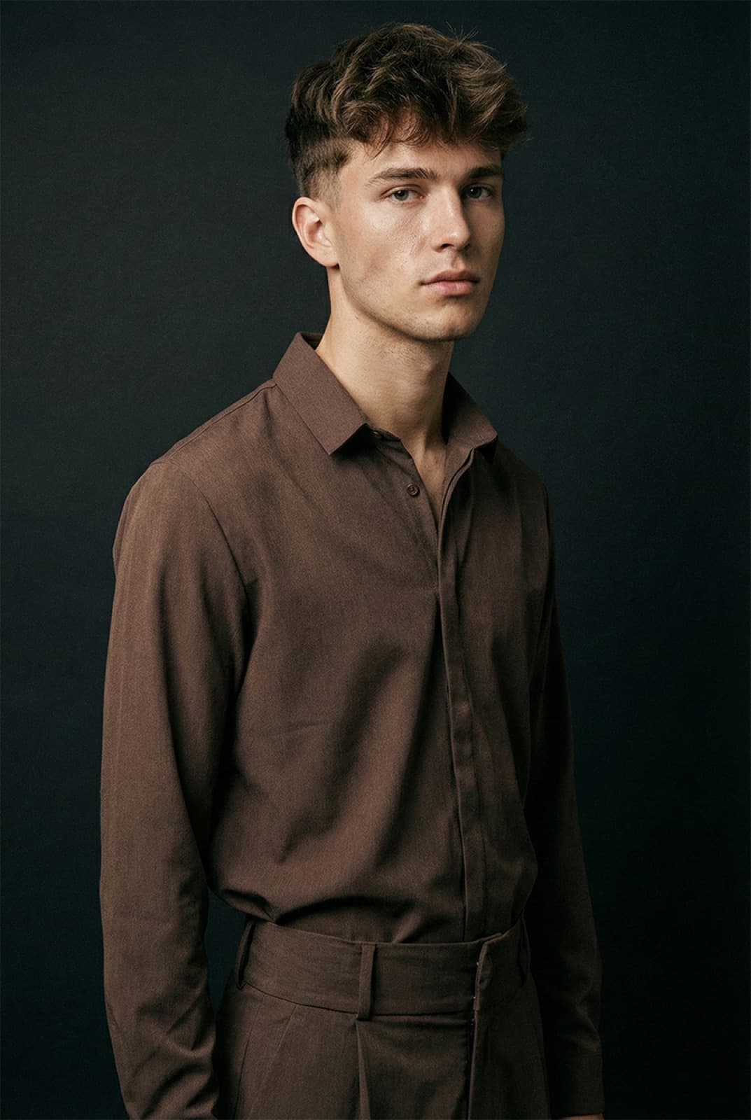 Camisa Crepe Sastrera Chocolate
