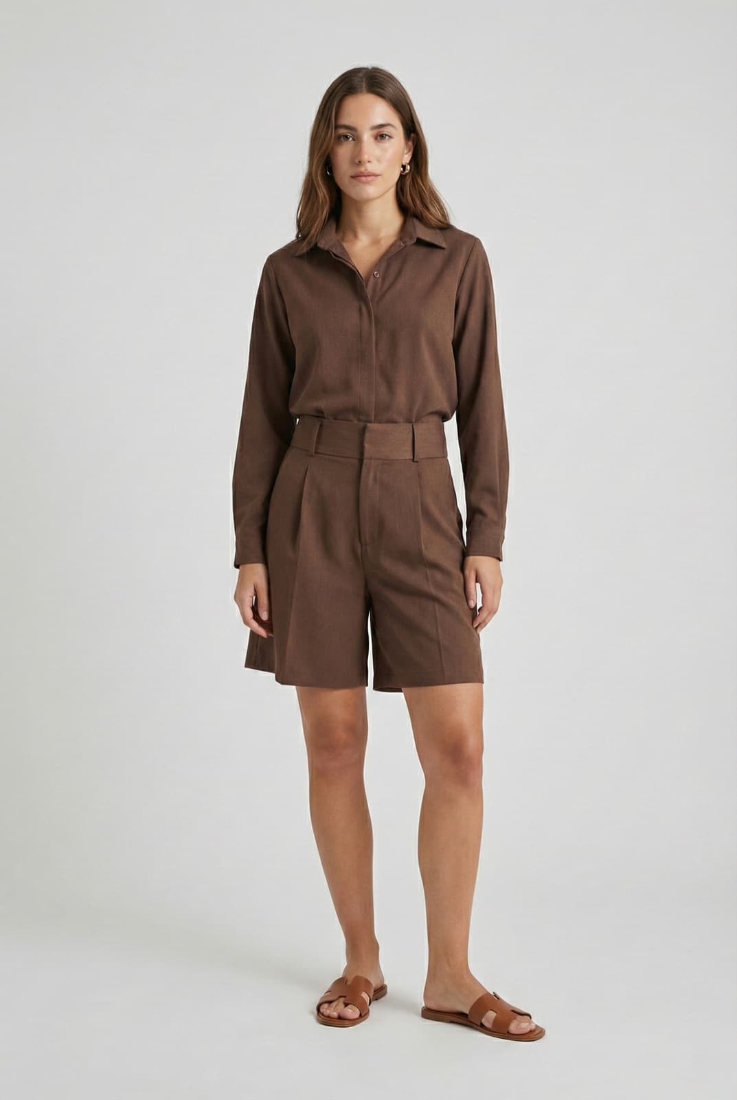 Camisa Crepe Sastrera Chocolate - comprar online