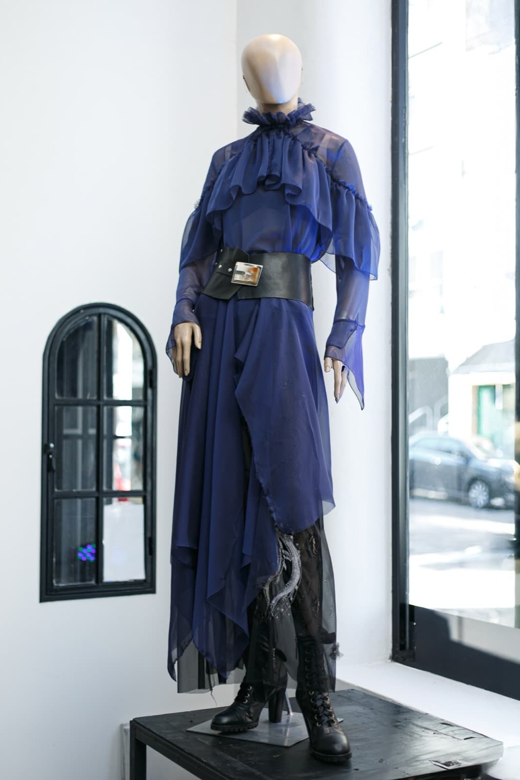 Vestido midi Olé! Azul - Atelier Molina · Alta Costura & Sastrería de Autor · Buenos Aires