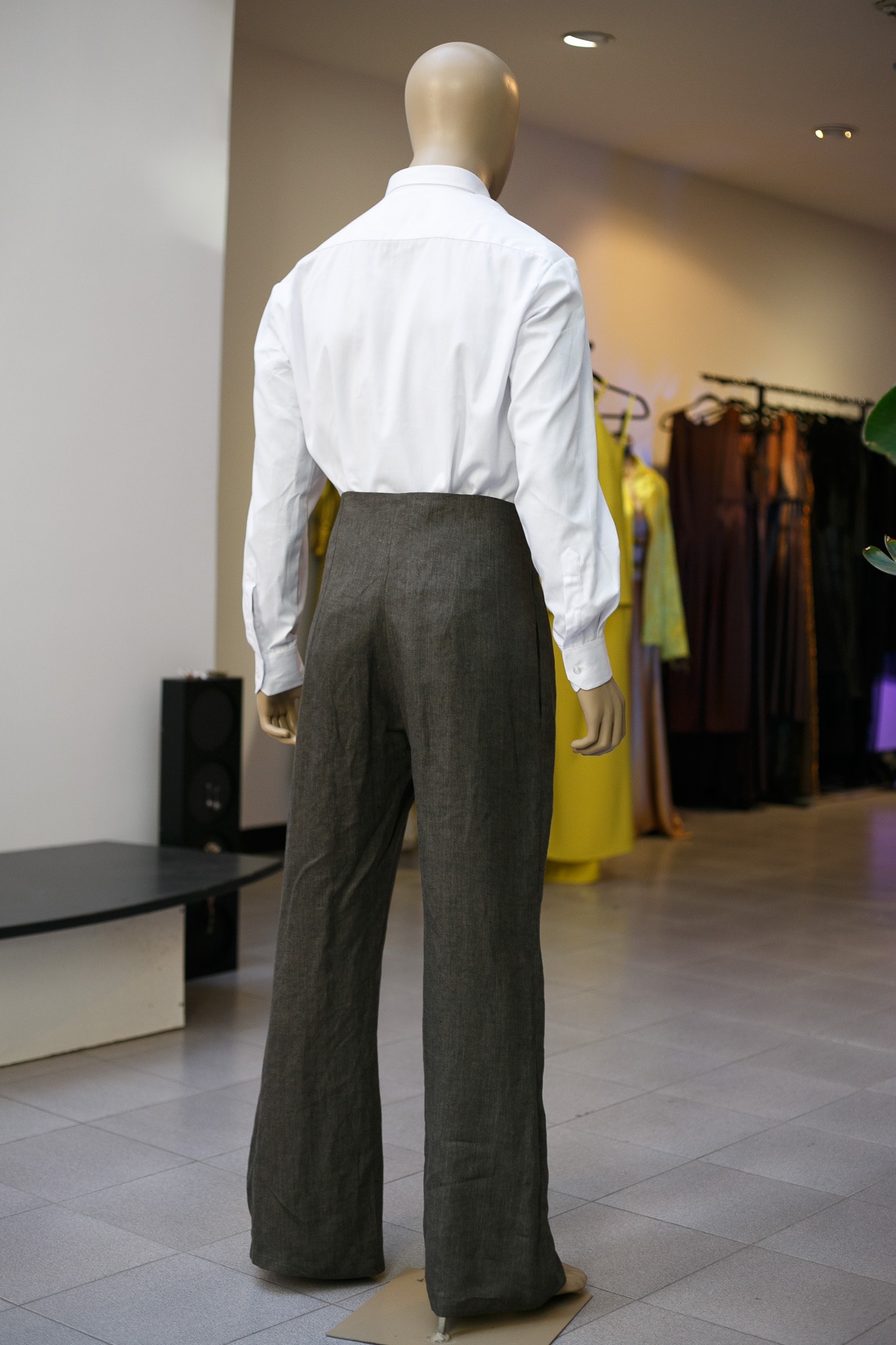 Pantalón Sastrero Cintura Alta en Lino Italiano Verde Alga 6