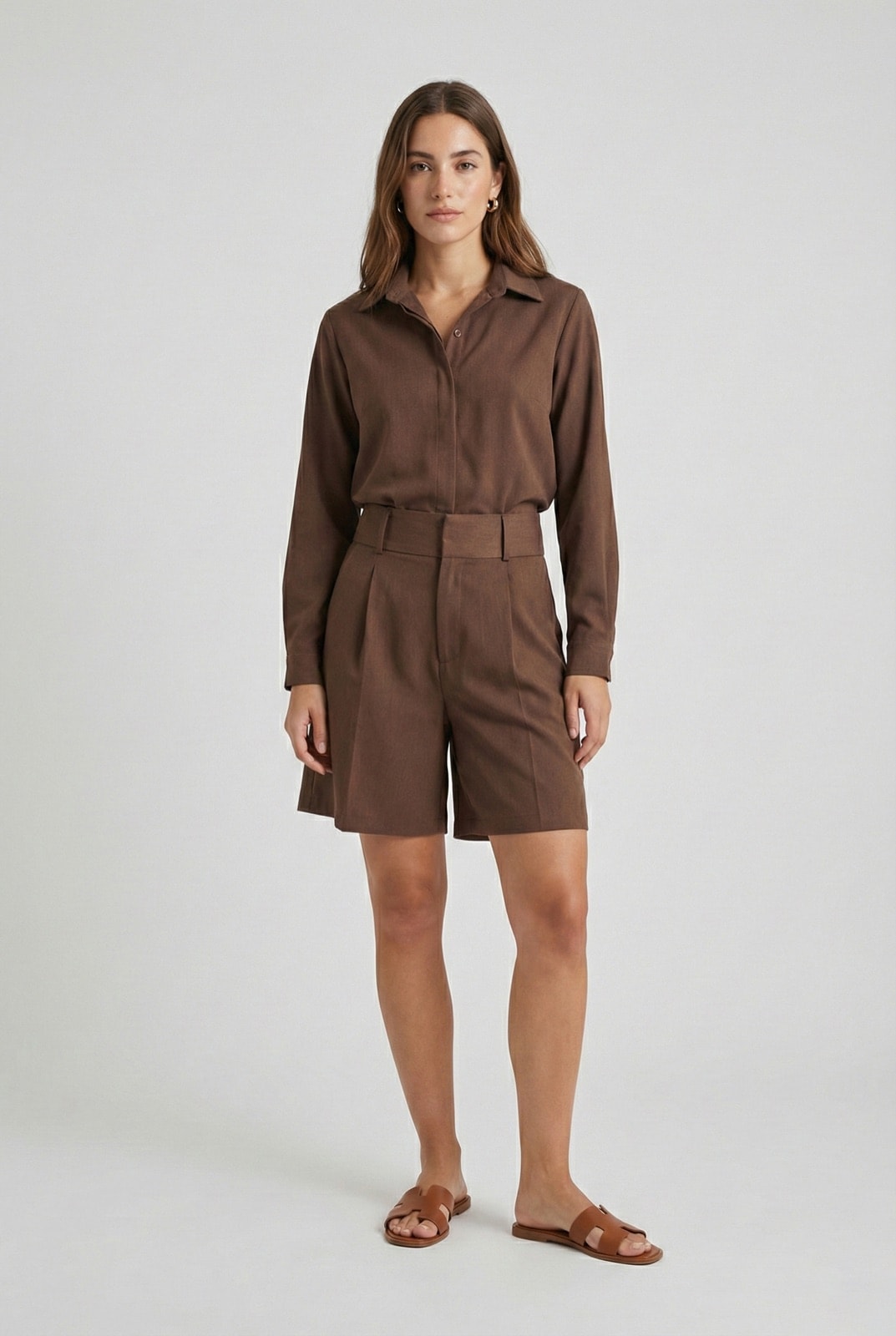 Camisa Crepe Sastrera Chocolate - comprar online