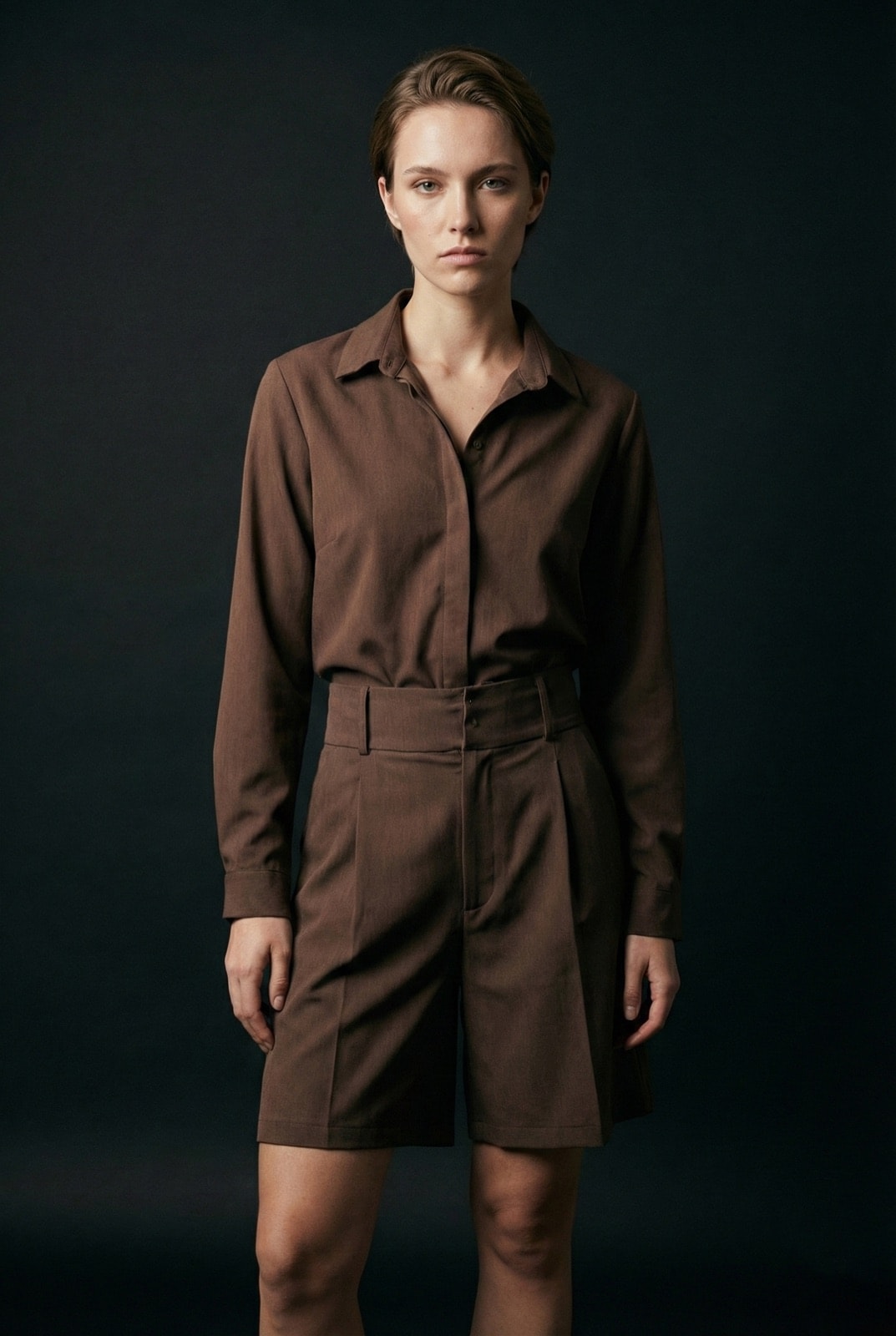 Camisa Crepe Sastrera Chocolate en internet