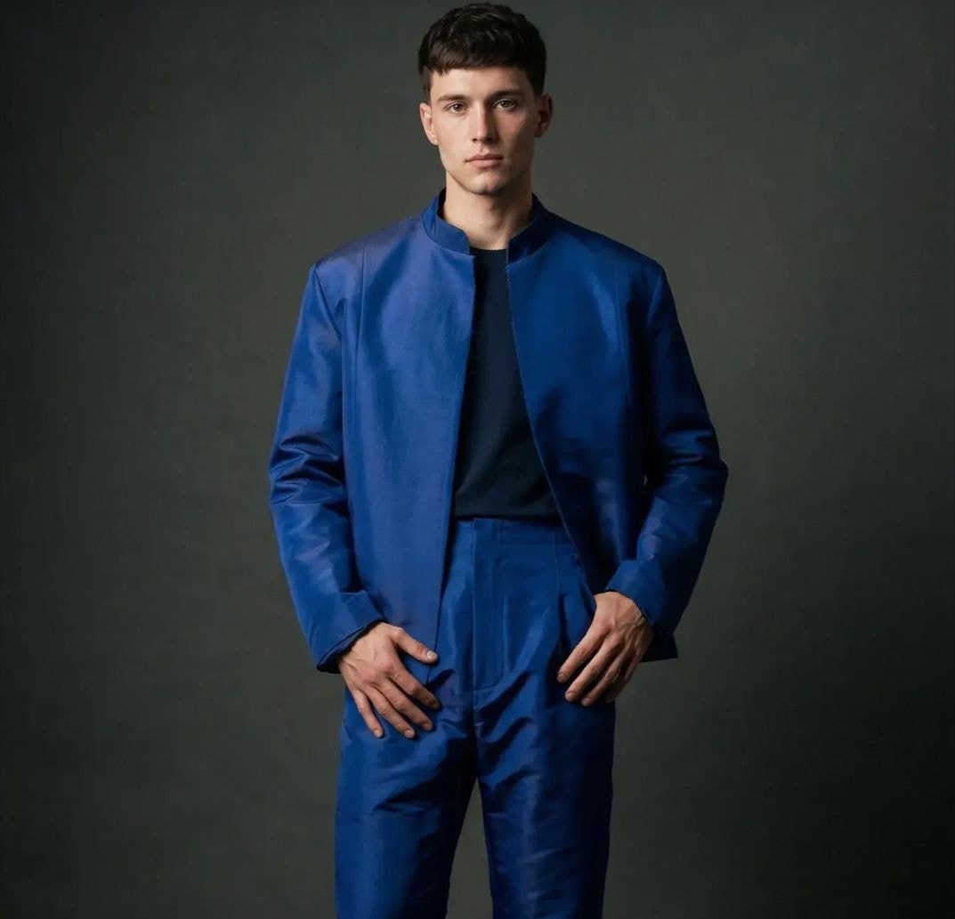 Jaqueta de tecido Gros de Seda — Azul Klein
