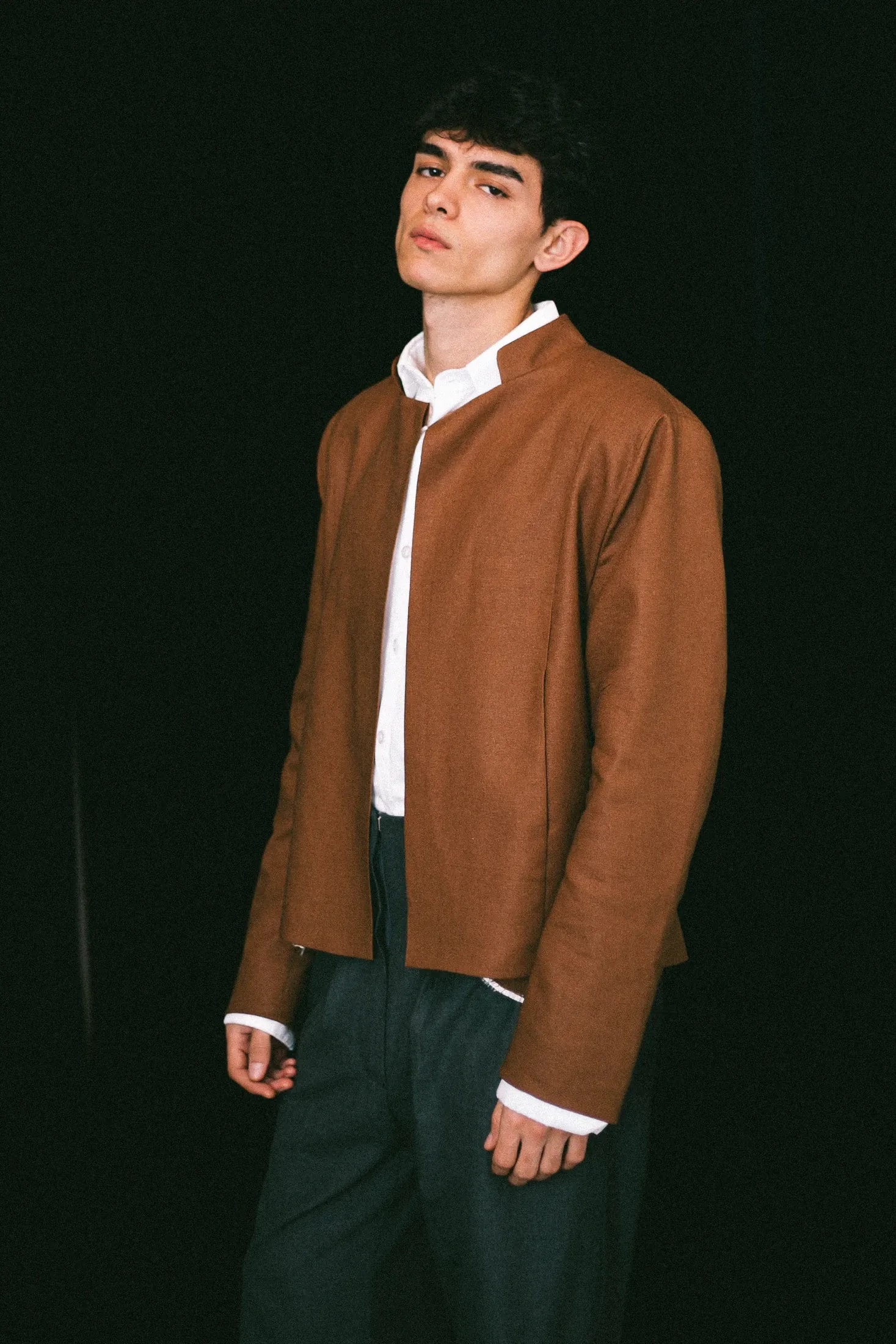 Chaqueta de lino marrón 1
