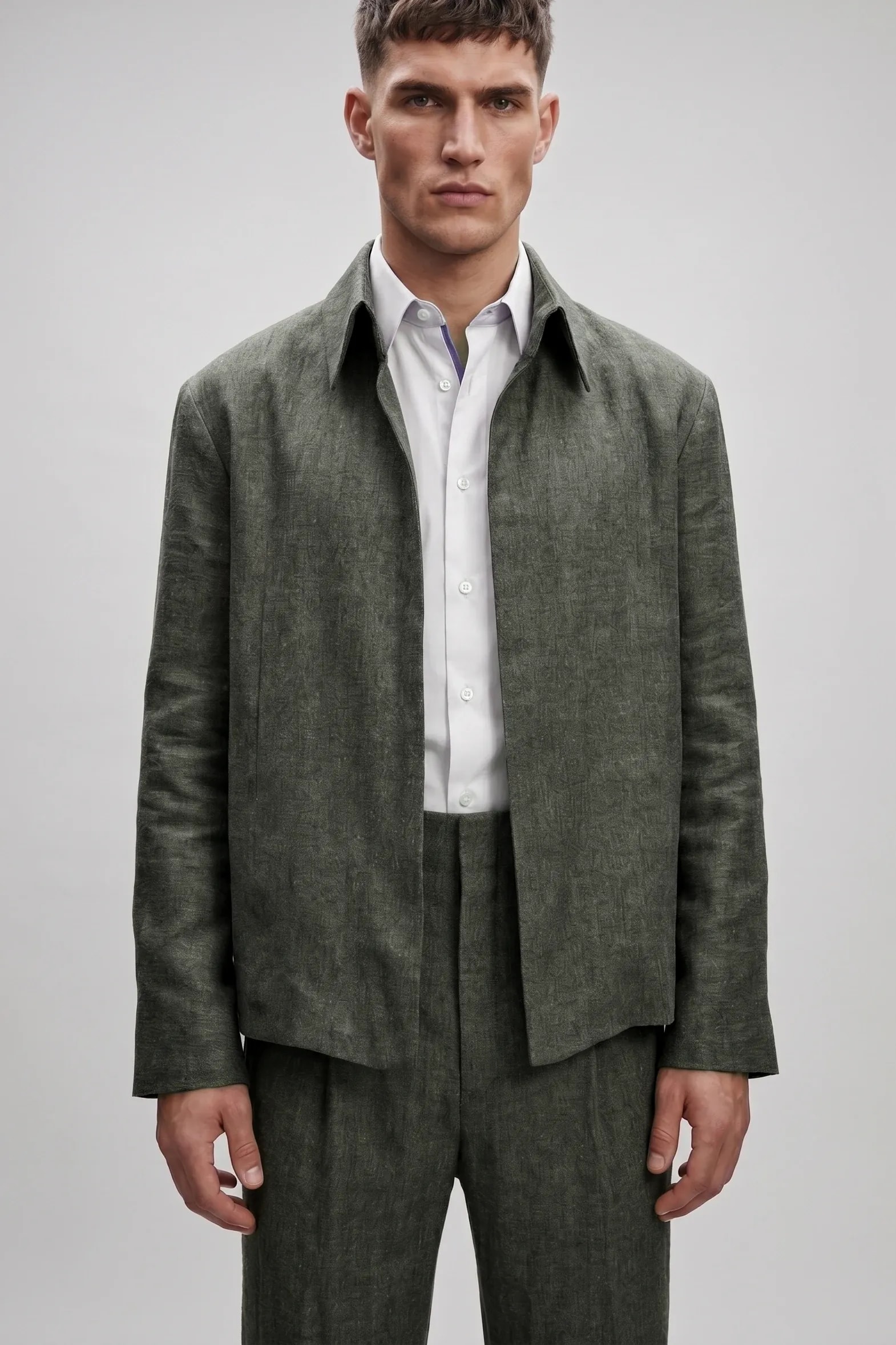 Chaqueta de Lino Italiano - Verde Seco