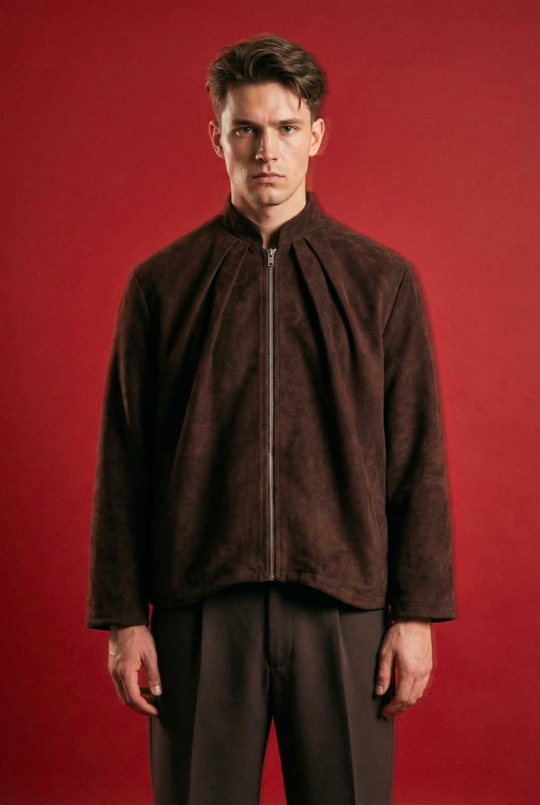 Chaqueta Molina - Chocolate con pliegues en internet