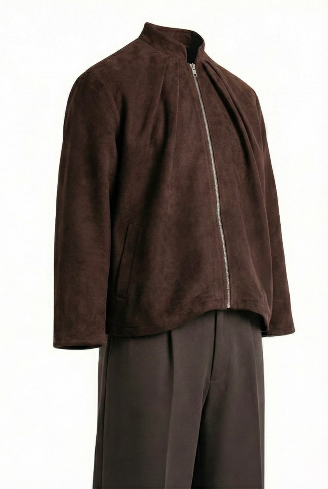 Chaqueta Molina - Chocolate con pliegues - Atelier Molina · Alta Costura & Sastrería de Autor · Buenos Aires