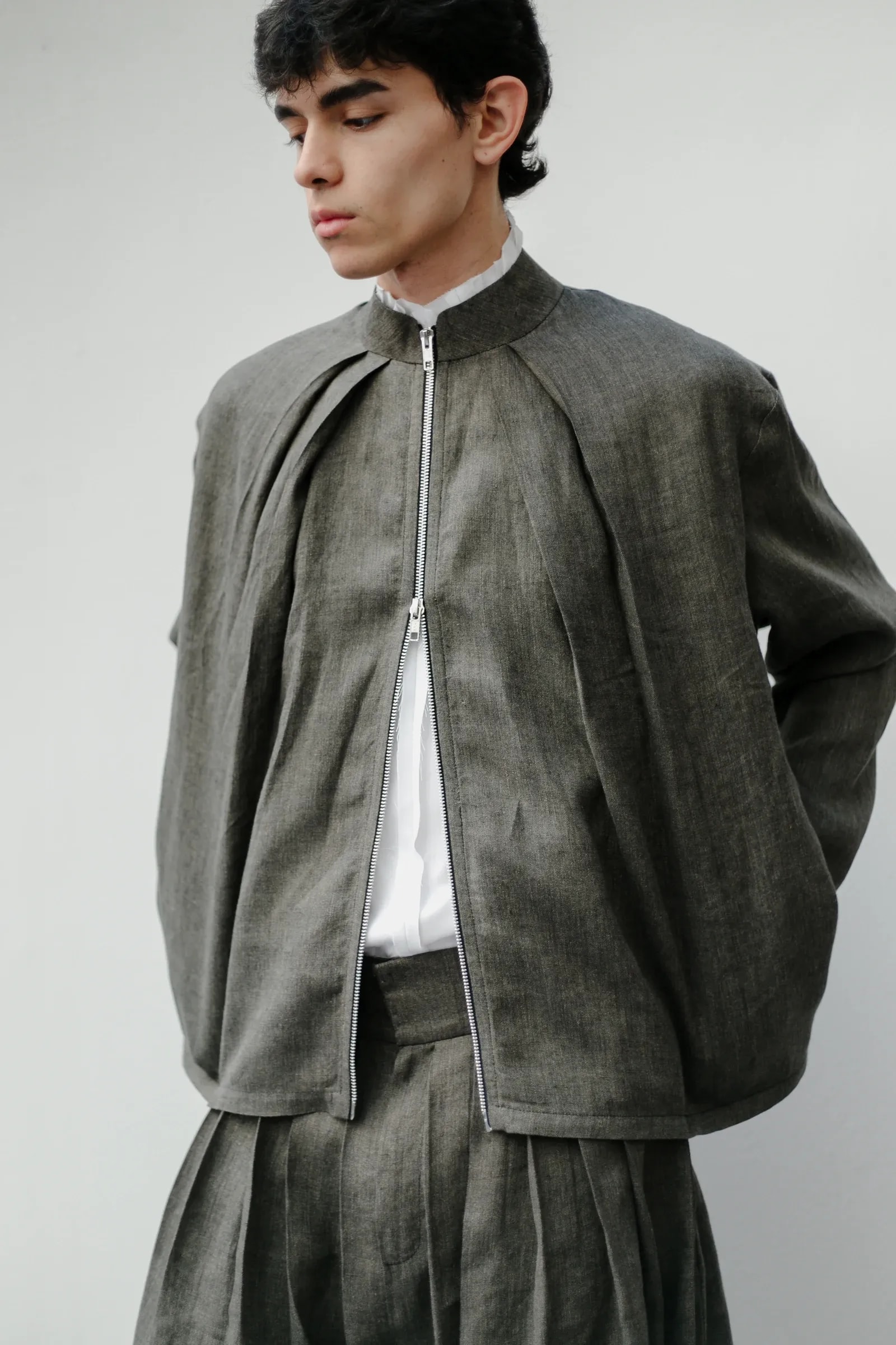 Chaqueta Molina de Lino Italiano Verde Alga