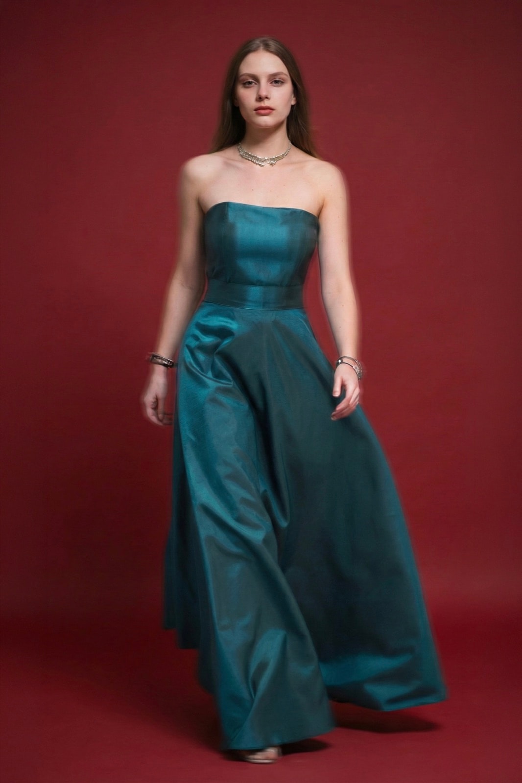 Corset strapless de tafetán