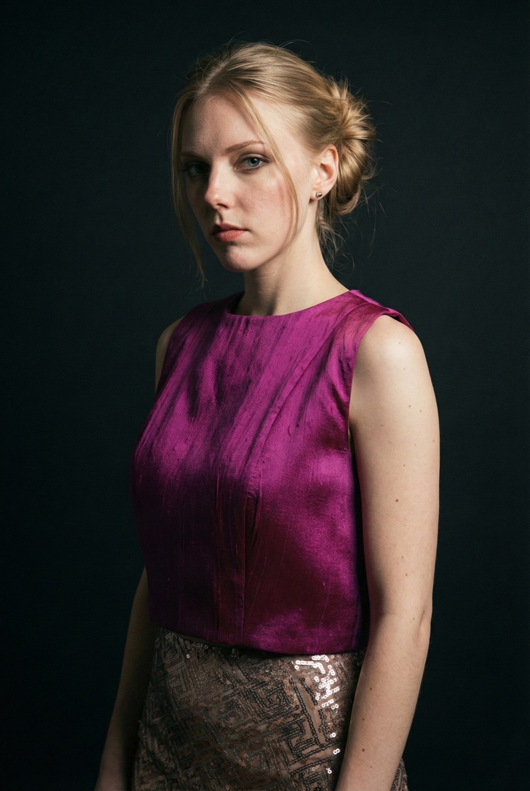 Crop-top en shantung de soie naturelle