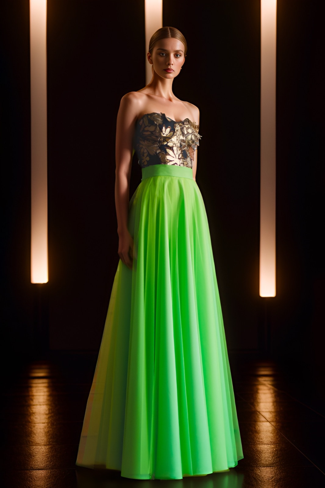 Maxi-Falda de tul verde neón
