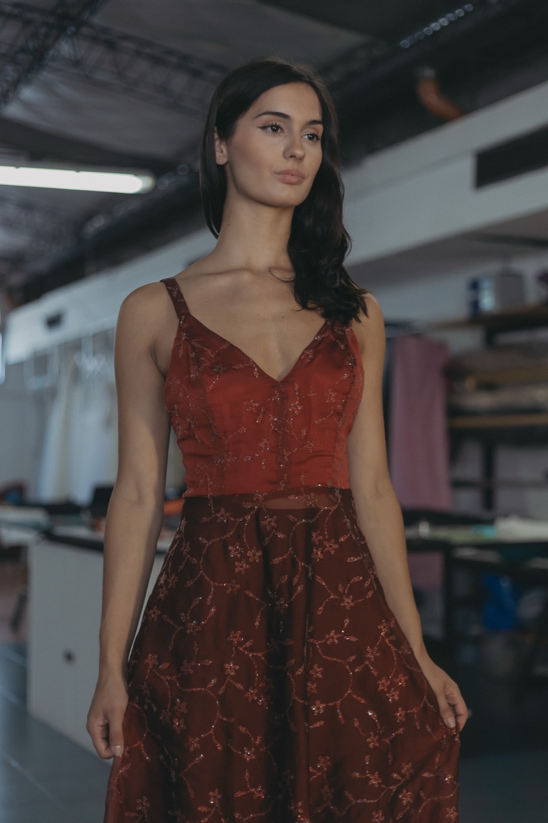 Vestido de fiesta de organza bordada en internet