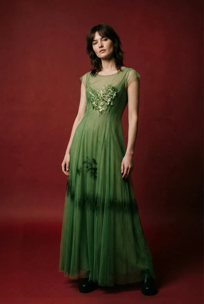 Vestido de microtul verde