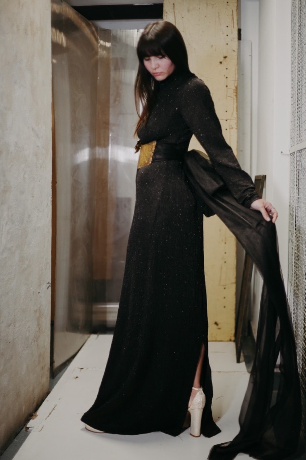 Vestido mangas largas con faja corsetera - tienda online