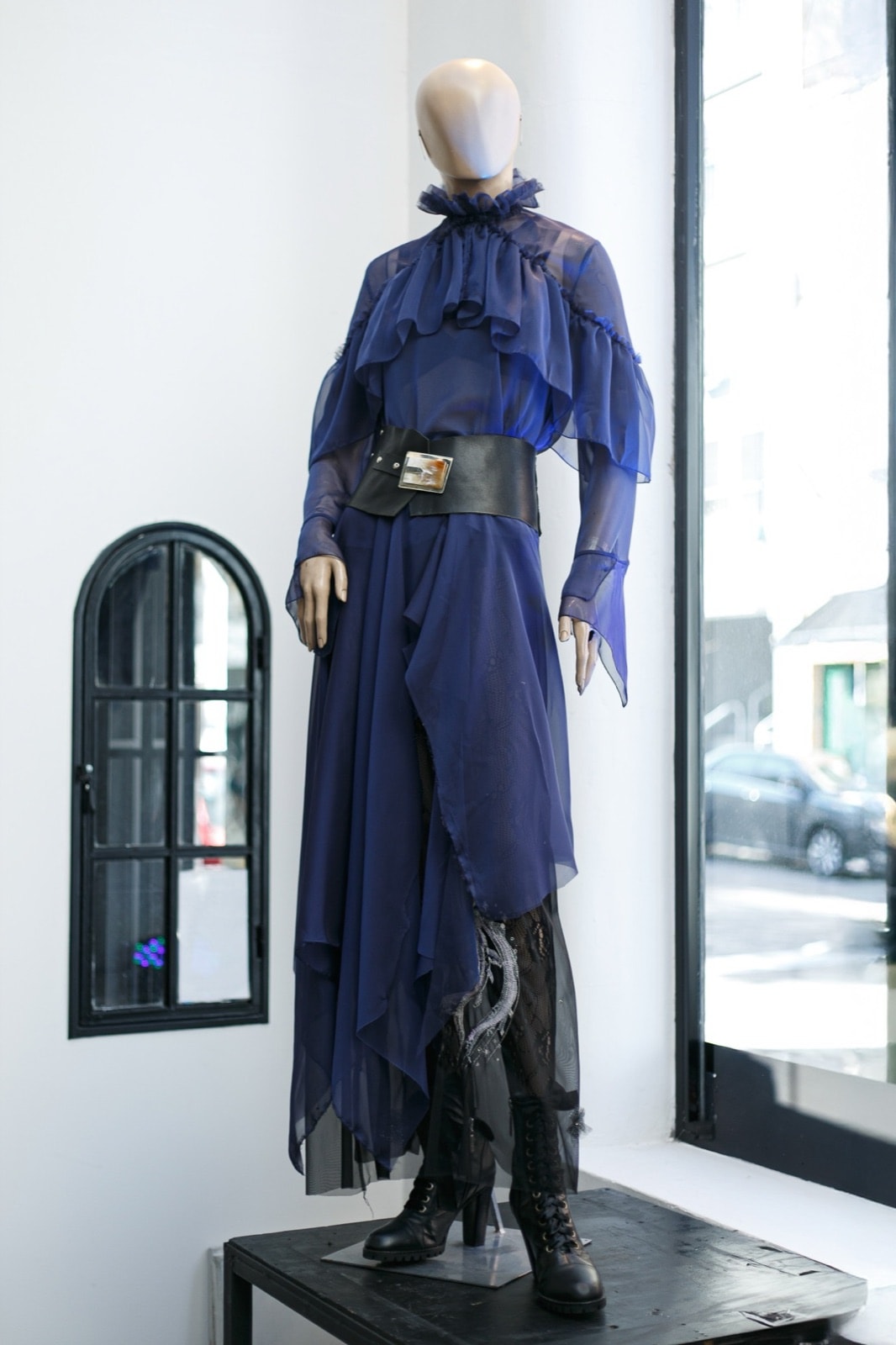 Vestido midi Olé! Azul - Atelier Molina · Alta Costura & Sastrería de Autor · Buenos Aires