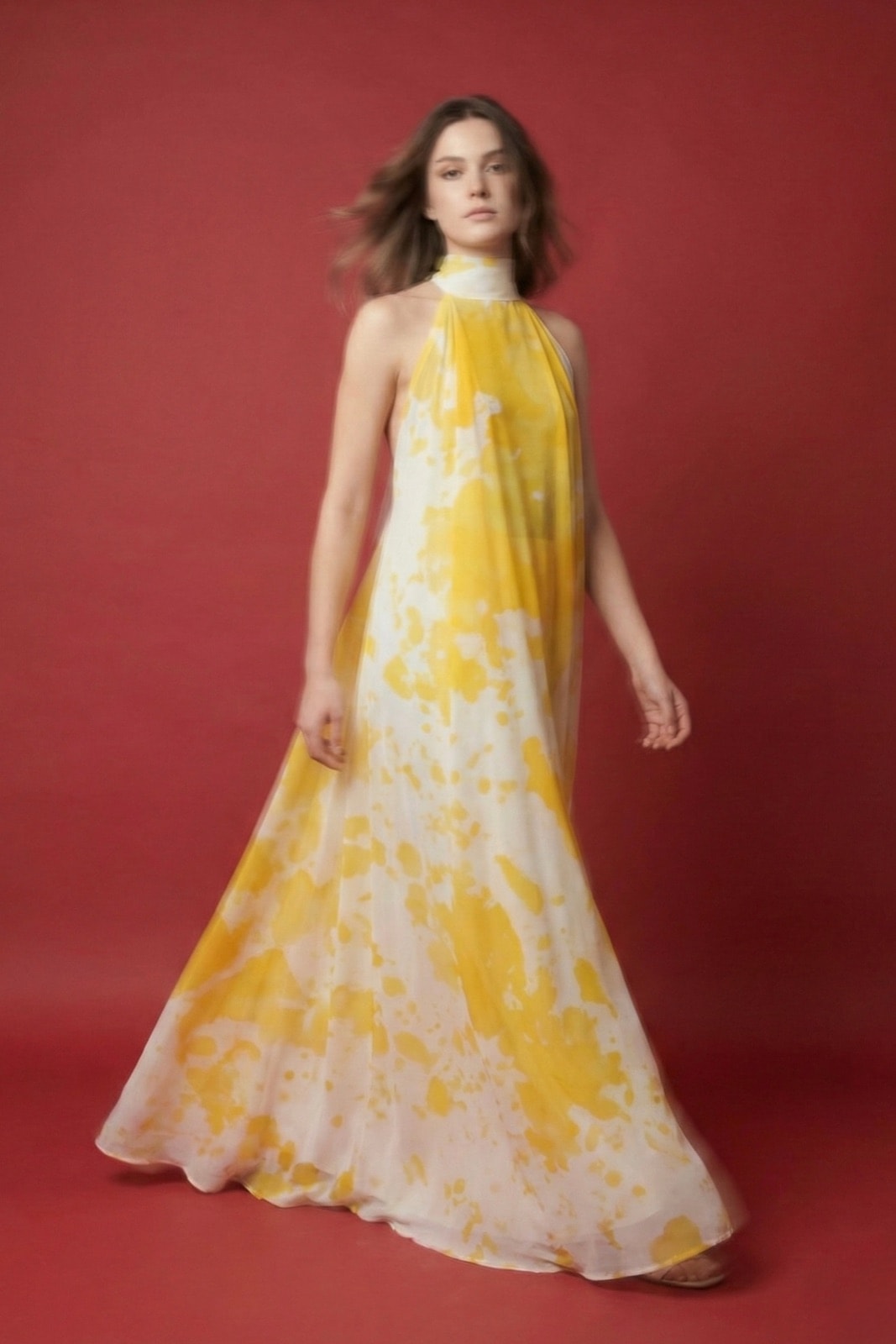 Vestido de Seda "Yellow Paint" | Pieza Única Pintada a Mano