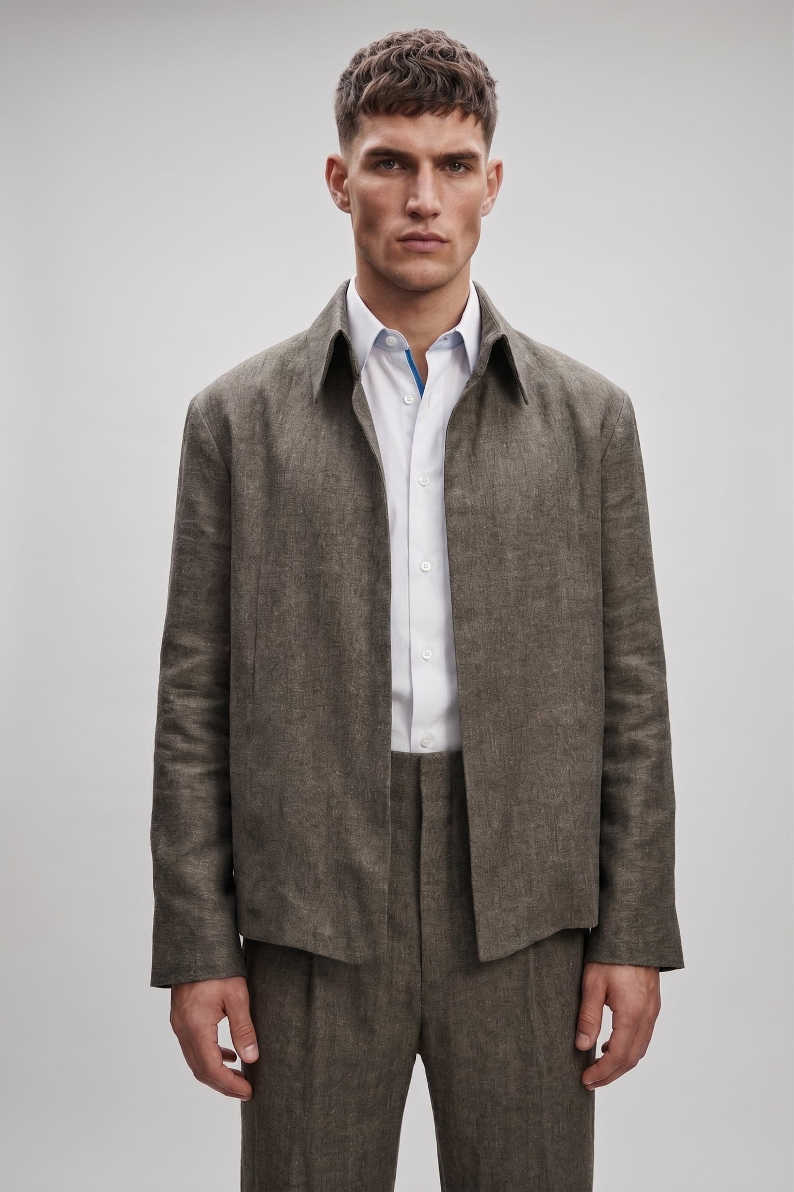 Italian Linen Jacket - Dry Green