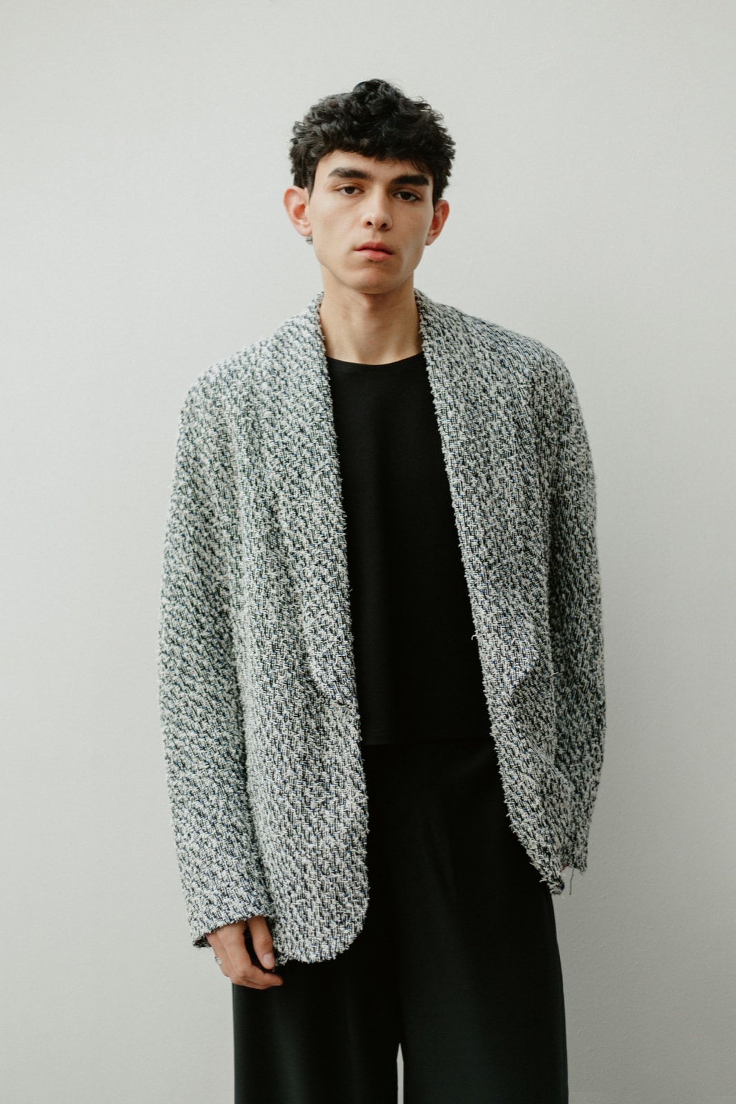 Chaqueta de Tweed de Algodón Blanco y Negro | Tejido de Verano