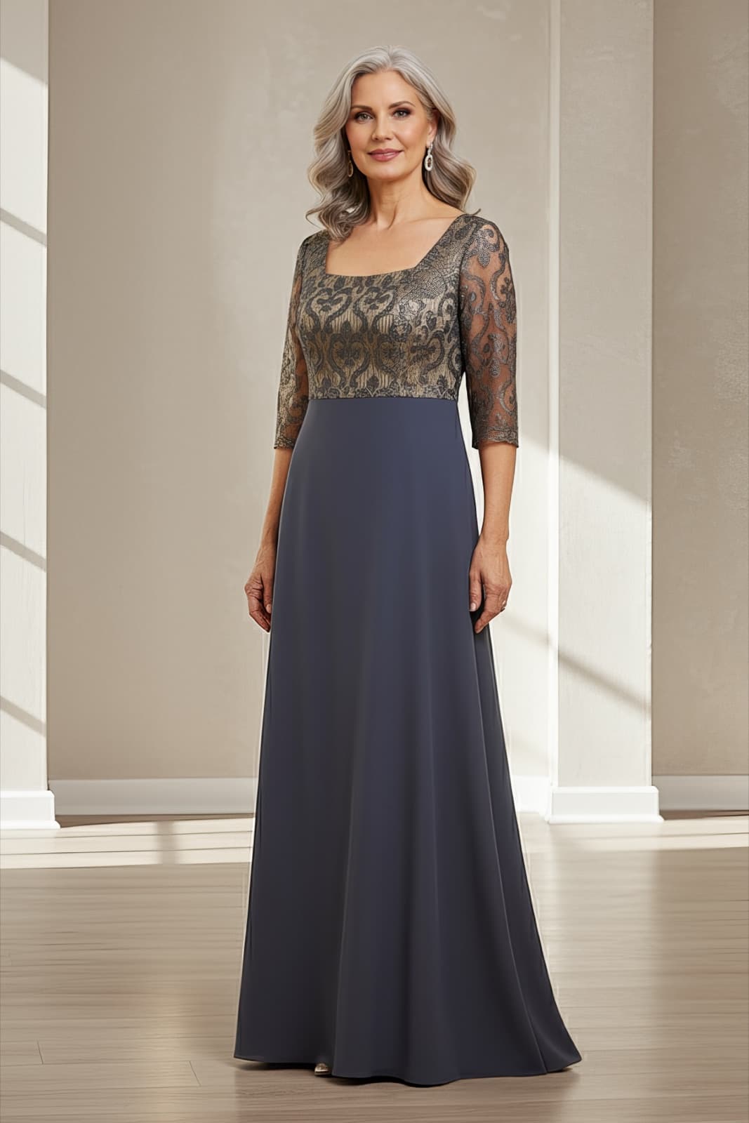 Square Silk Brocato Dress