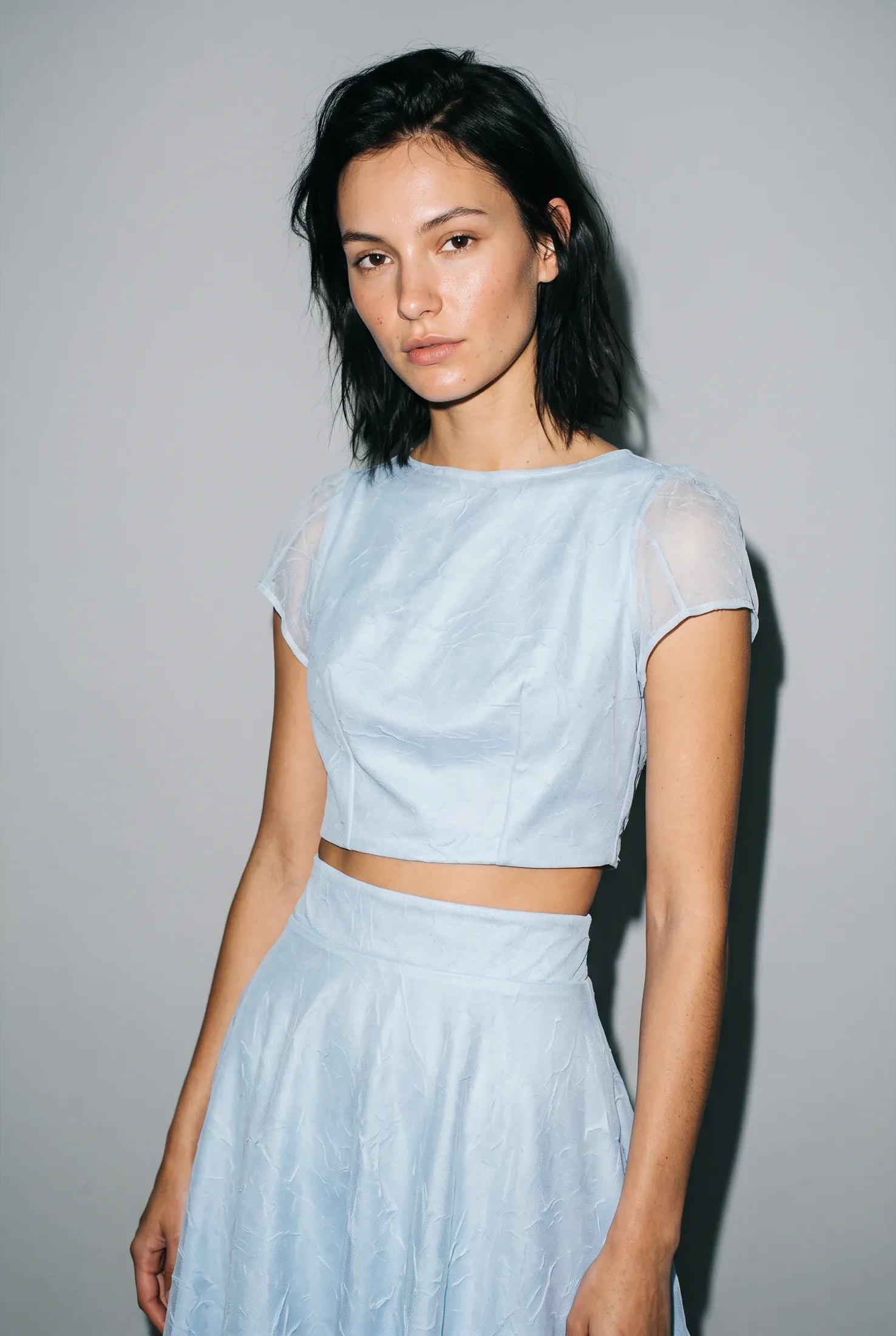 Croptop de tul jaspeado