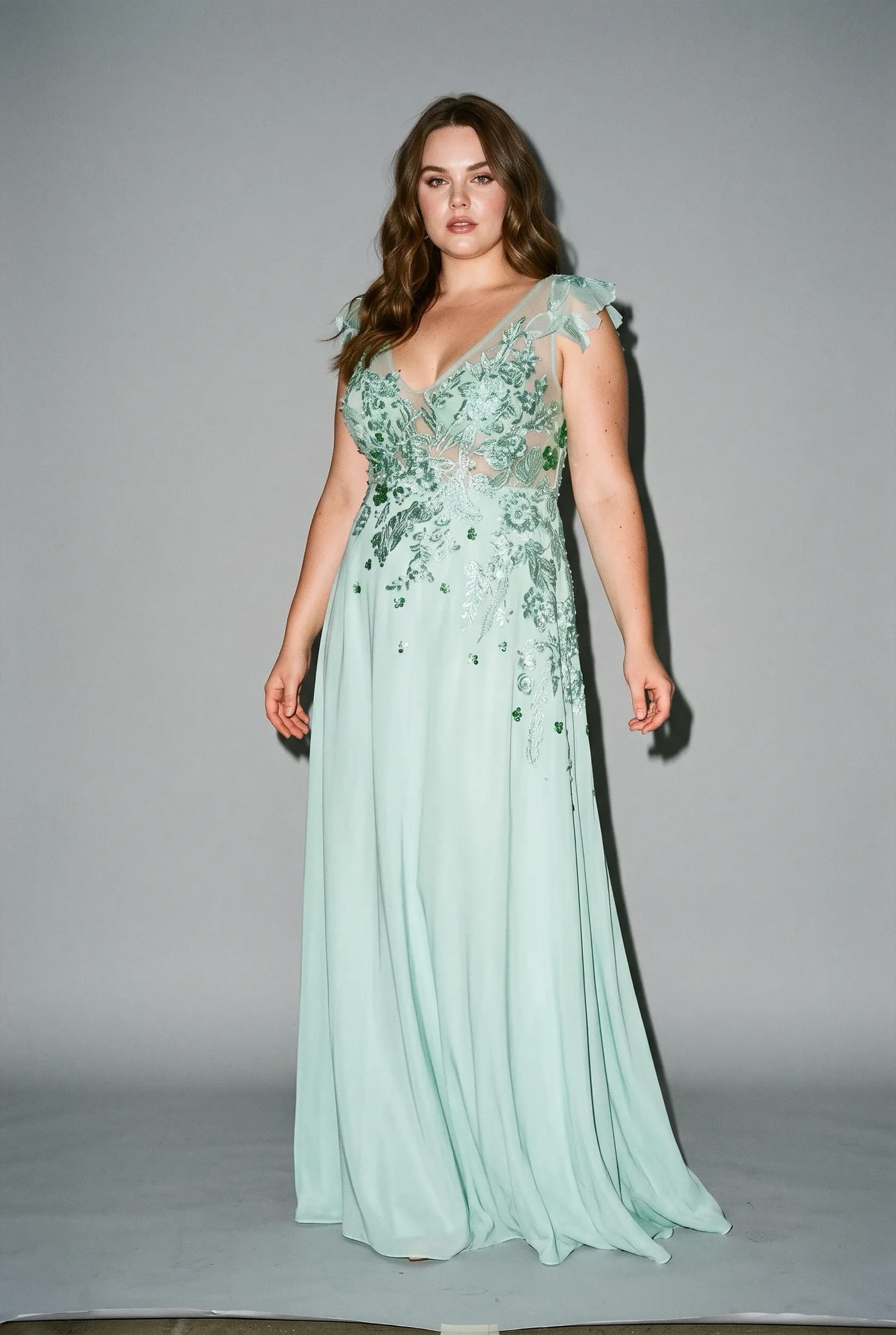 Vestido verde Tiffany bordado