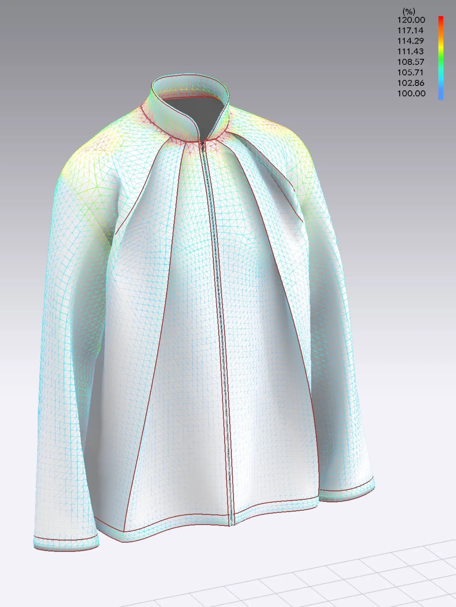 Mapa de tensión de la Molina Jacket calculado en CLO3D