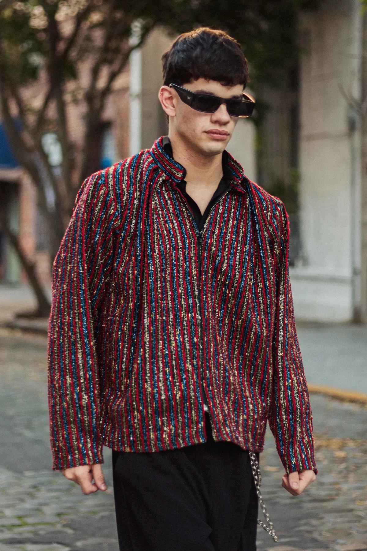 Chaqueta de tweed rayado con lurex, variante de la Molina Jacket