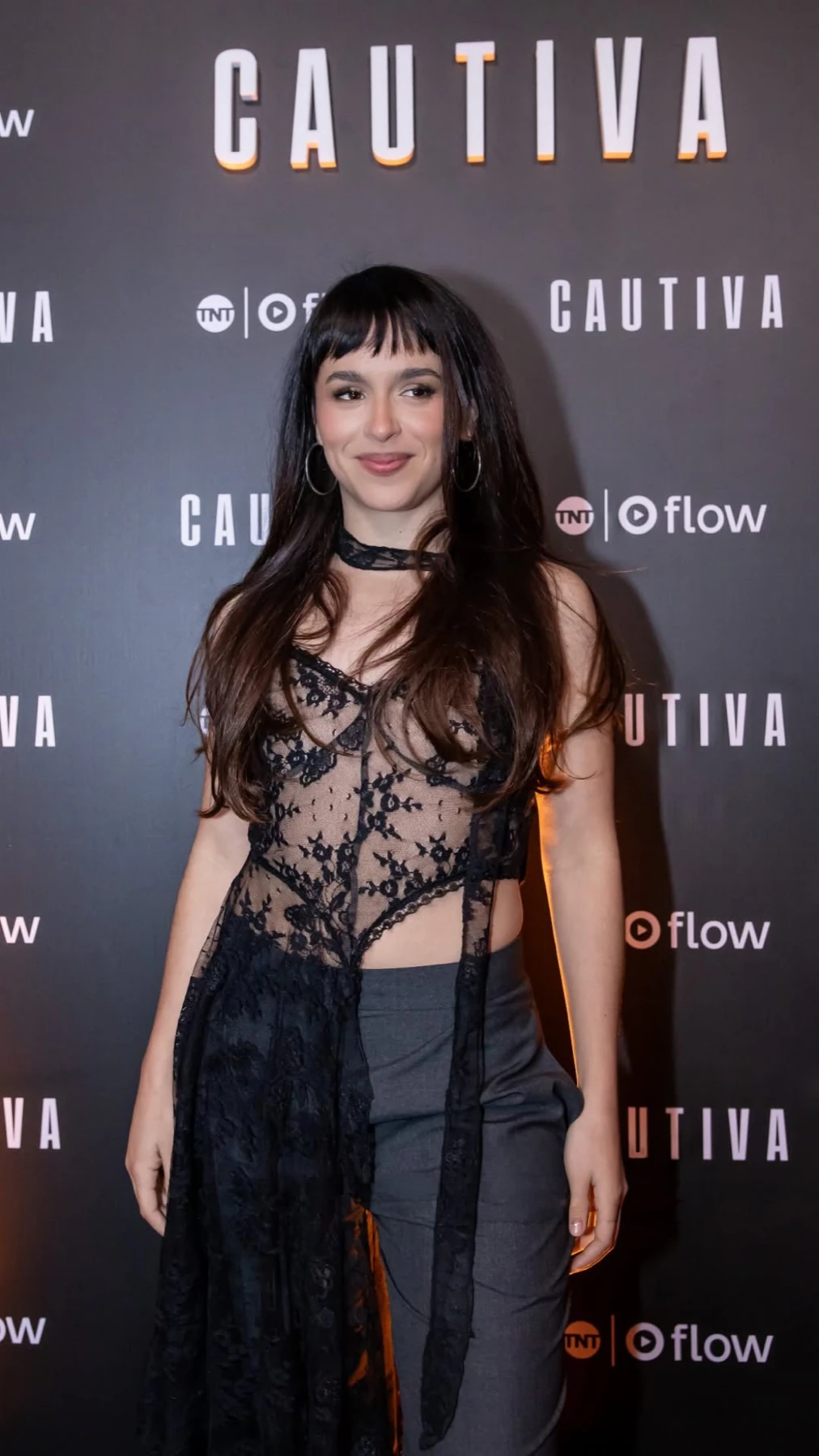 Evitta Luna at the Cautiva premiere for TNT and Flow wearing an Atelier Molina lace corset
