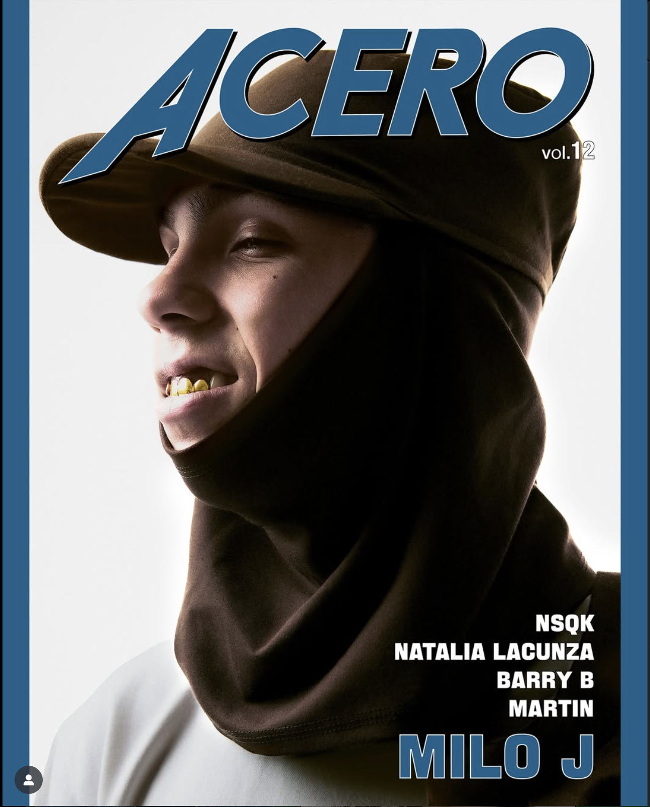 Milo J en la tapa de revista Acero con gorro de paño de Atelier Molina